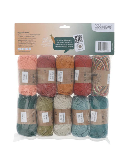 Beutel mit 10 Knäueln Scheepjes Catona Colour Pack - Harvest tart