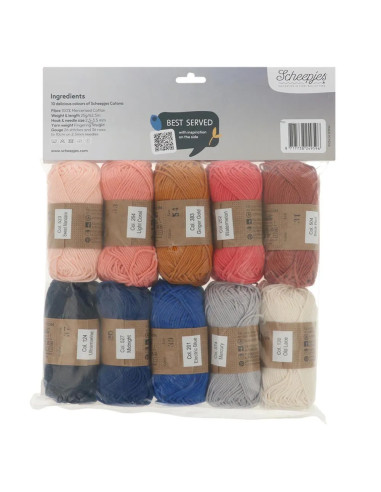 Beutel mit 10 Knäueln Scheepjes Catona Colour Pack - Antipasti