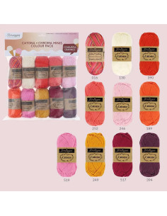 Beutel mit 10 Knäueln Scheepjes Catona Colour Pack - Summer Sherbet 2