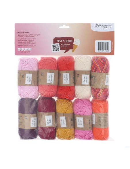 Beutel mit 10 Knäueln Scheepjes Catona Colour Pack - Summer Sherbet