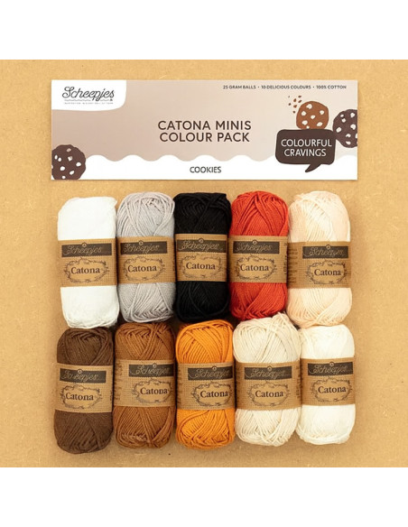Beutel mit 10 Knäueln Scheepjes Catona Colour Pack - Cookies