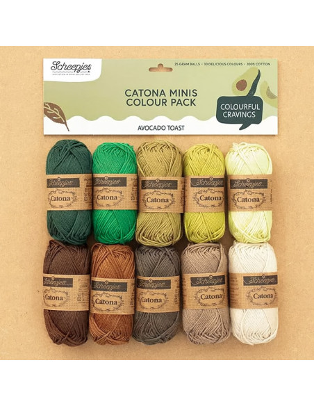 Beutel mit 10 Knäueln Scheepjes Catona Colour Pack - Avocado Toast