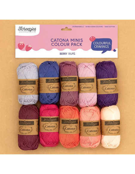 Beutel mit 10 Knäueln Scheepjes Catona Colour Pack - Berry Bliss