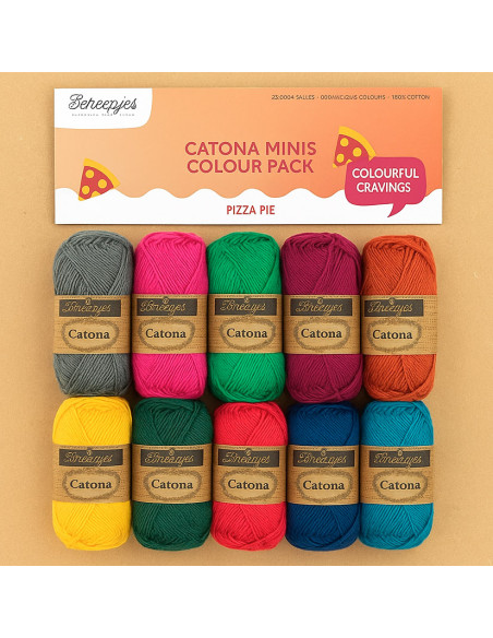 Beutel mit 10 Knäueln Scheepjes Catona Colour Pack - Pizza Pie
