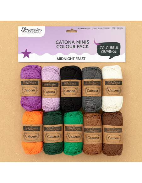 Beutel mit 10 Knäueln Scheepjes Catona Colour Pack - Mitternachtsfest