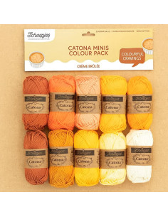 Beutel mit 10 Knäueln Scheepjes Catona Colour Pack - Crème brûlée