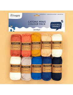 Beutel mit 10 Knäueln Scheepjes Catona Colour Pack - Antipasti