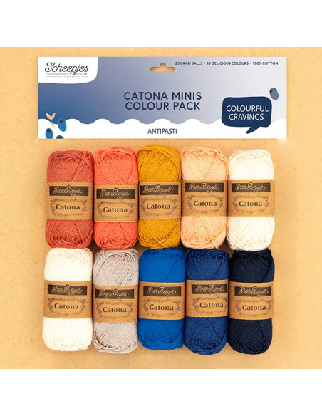 Beutel mit 10 Knäueln Scheepjes Catona Colour Pack - Antipasti