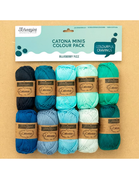 Beutel mit 10 Knäueln Scheepjes Catona Colour Pack - Blueberry Fizz