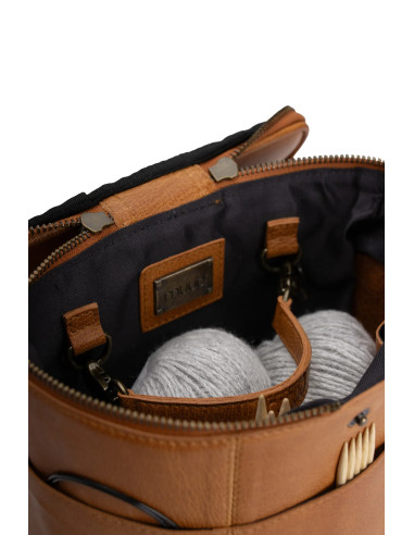 Ledertasche für Strickzubehör Muud Grace - Whisky