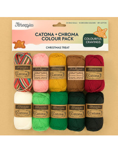 Beutel mit 10 Knäueln Scheepjes Catona Colour Pack - Weihnachten