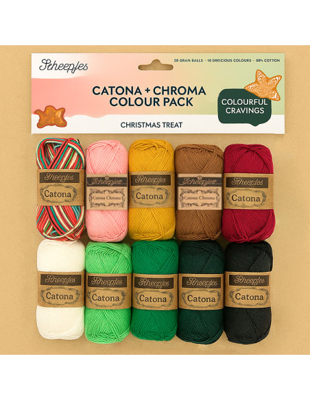 Beutel mit 10 Knäueln Scheepjes Catona Colour Pack - Weihnachten