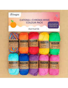 Beutel mit 10 Knäueln Scheepjes Catona Colour Pack - Obstplatte
