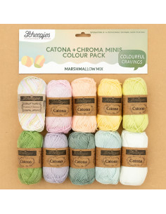 Beutel mit 10 Knäueln Scheepjes Catona Colour Pack - Marshmallow-Mix