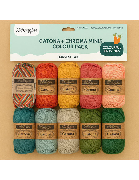Beutel mit 10 Knäueln Scheepjes Catona Colour Pack - Harvest tart