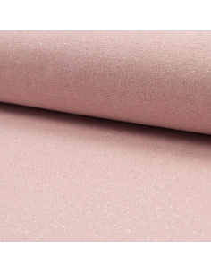 Jersey-Rippstrickstoff mit Lurex - Rosa mit silbernem Lurex