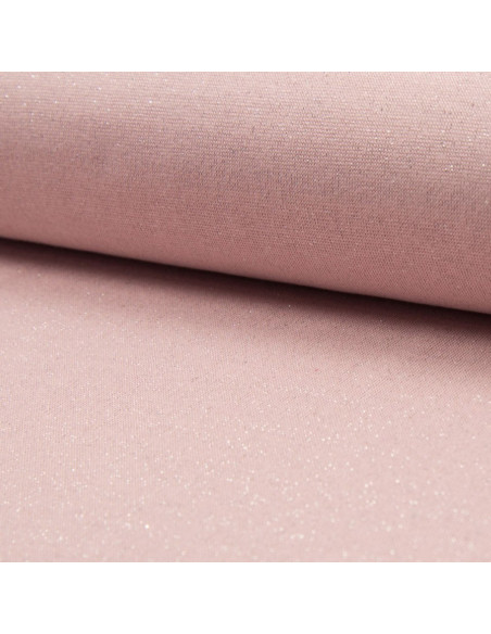 Jersey-Rippstrickstoff mit Lurex - Rosa mit silbernem Lurex