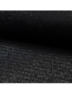 Rippstrick-Jersey-Stoff mit Lurex - Schwarz mit silbernem Lurex