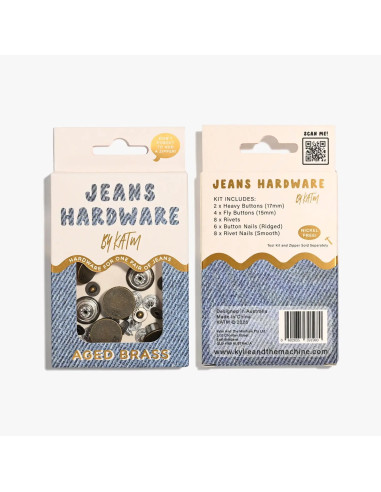 Jeans-Knopf- und Nieten-Set - Messing