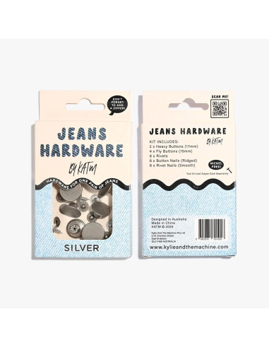 Jeansknopf- und Nieten-Set - Silber