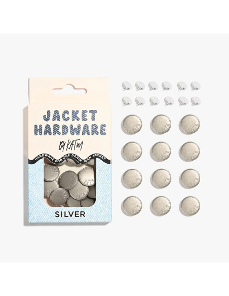 Jeans-Knopfset für Jacken - Silber