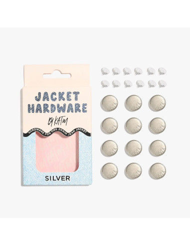 Jeans-Knopfset für Jacken - Silber