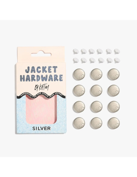 Jeans-Knopfset für Jacken - Silber