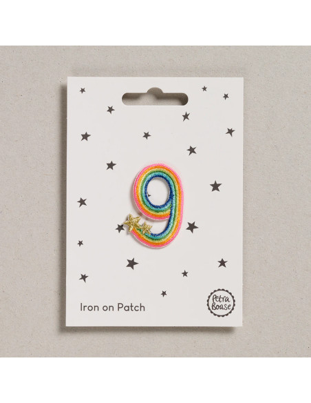 Bügelbild - Zahl 9 Regenbogen