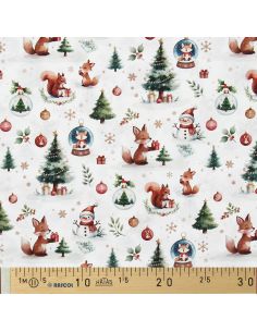 Baumwoll-Popeline-Stoff - Dounoël weiß und grün 2