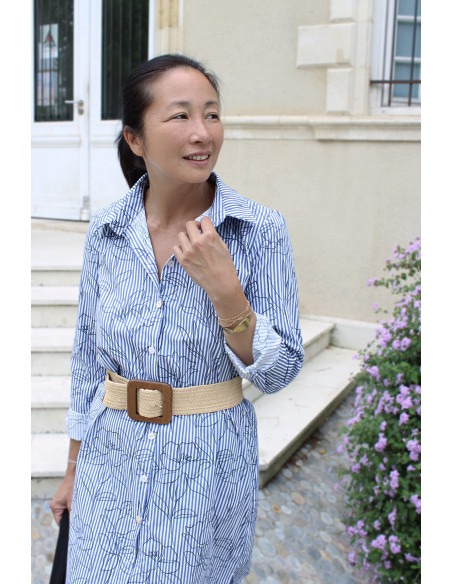 Gestreifter Baumwollstoff mit Blumen Alyzée - My Dress Made