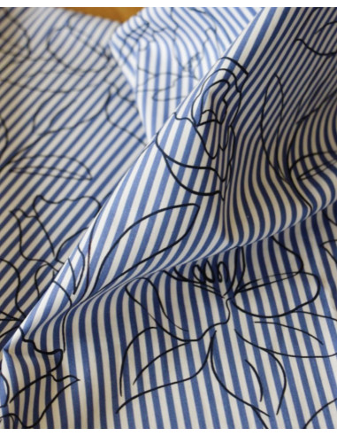 Gestreifter Baumwollstoff mit Blumen Alyzée - My Dress Made