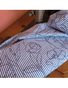 Gestreifter und geblümter Baumwollstoff Alyzée - My Dress Made