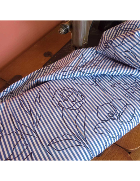 Gestreifter und geblümter Baumwollstoff Alyzée - My Dress Made