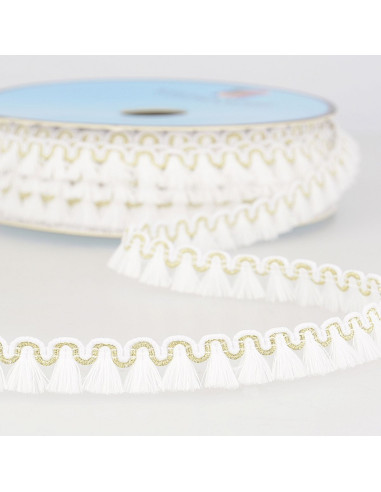 Lurex-Fransenborte 12 mm - Weiß