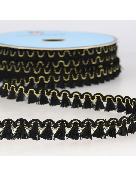 Lurex-Fransenborte 12 mm - Schwarz