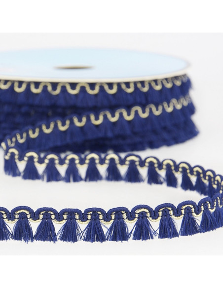 Lurex-Fransenborte 12 mm - Marineblau