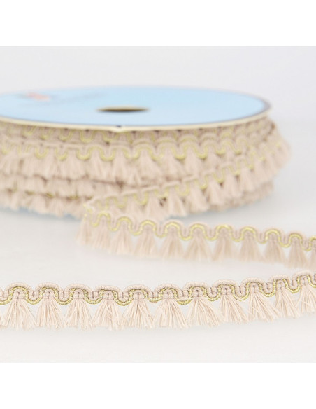 Lurex-Fransenborte 12 mm - Hellbeige