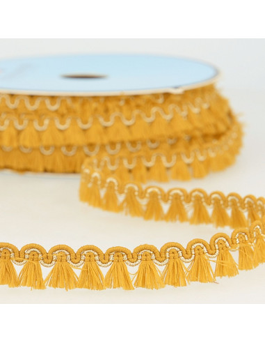 Lurex-Fransenborte 12 mm - Senf