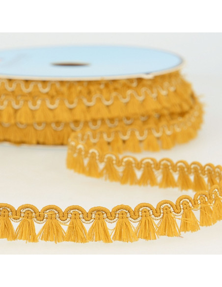 Lurex-Fransenborte 12 mm - Senf