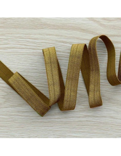 Vorgefaltetes elastisches Satin-Schrägband 15 mm breit - Hellkhaki