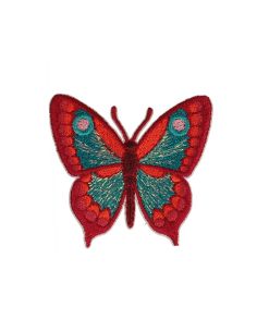 Bügelbild Schmetterling - Rot und Türkis