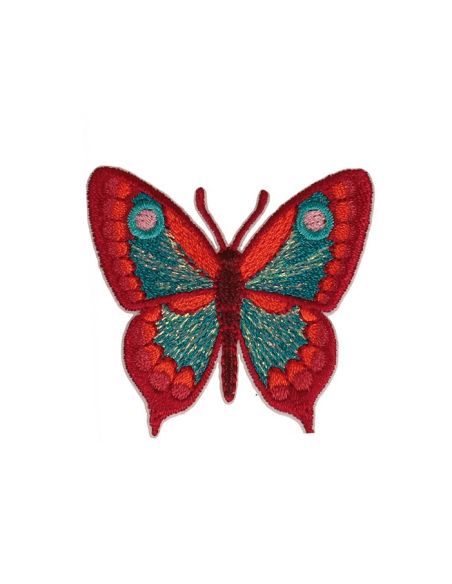 Bügelbild Schmetterling - Rot und Türkis