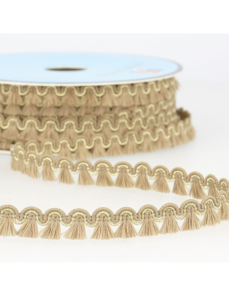 Lurex-Fransenborte 12 mm - Dunkelbeige