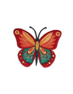 Bügelbild Schmetterling - Rot, Rosa und Türkis