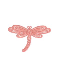 Aufbügelbares Abzeichen Libelle Spitze - Rosa