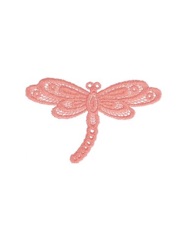 Aufbügelbares Abzeichen Libelle Spitze - Rosa