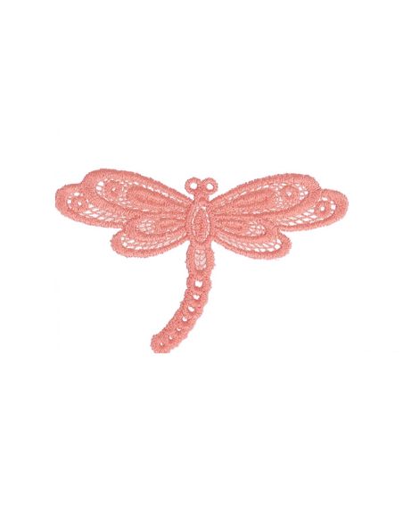 Aufbügelbares Abzeichen Libelle Spitze - Rosa