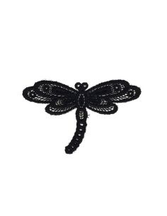 Aufbügelbares Abzeichen Libelle Spitze - Schwarz