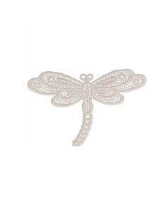 Aufbügelbares Abzeichen Libelle Spitze - Weiß