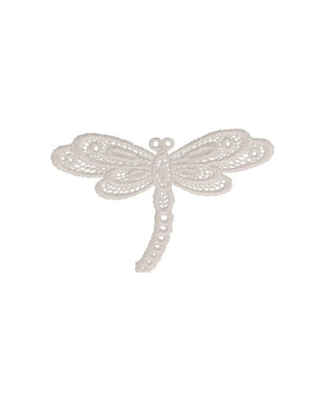 Aufbügelbares Abzeichen Libelle Spitze - Weiß